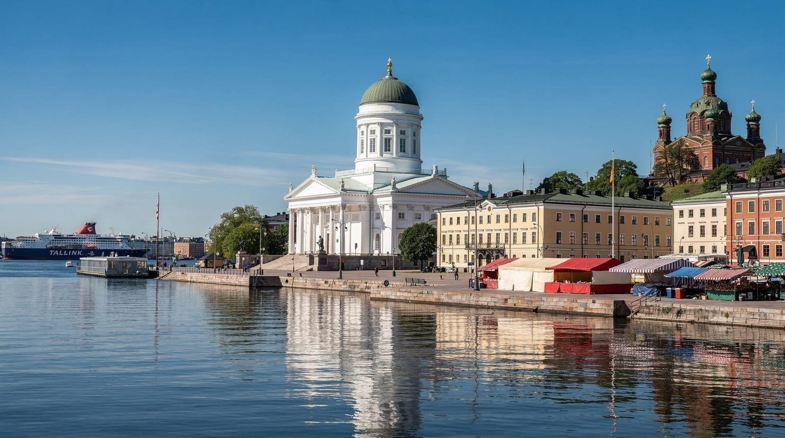 Helsinki cityscape with the cathedral and harbour